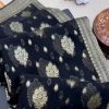 Close-up of Black Banarasi saree border and pallu design