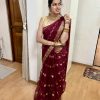 golden colour organza saree