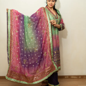 Traditional Pakistani outfit with floral detailing