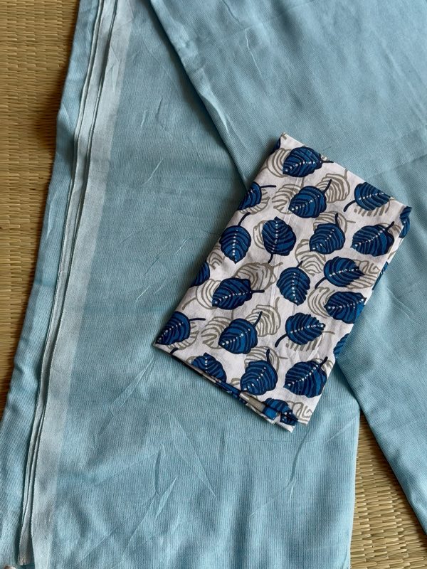 Blue Pure Soft Khadhi Cotton with Kalamkari Blouse