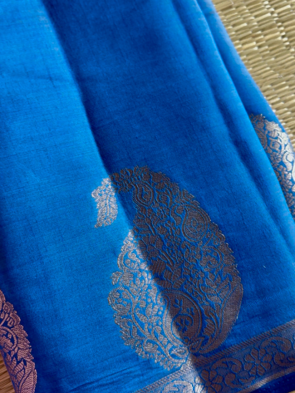 Premium Blue Tussar Silk