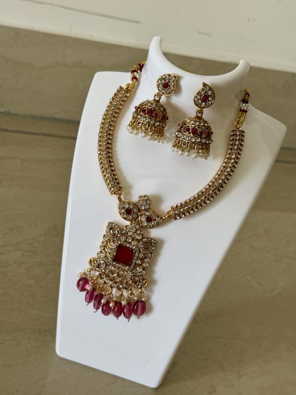 Pink Stone Necklace set